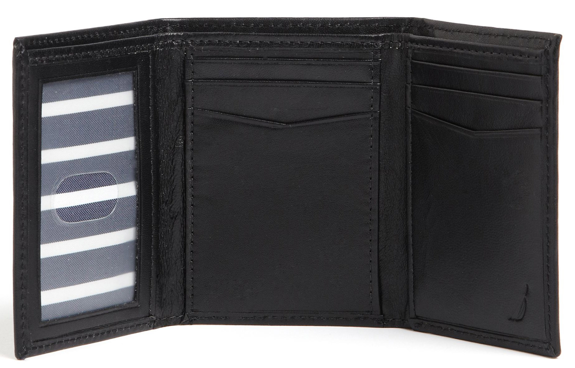 NAUTICA MEN&#39;S LEATHER CREDIT CARD PASSCASE TRIFOLD WALLET - BLACK 6292-02 - NEW | eBay