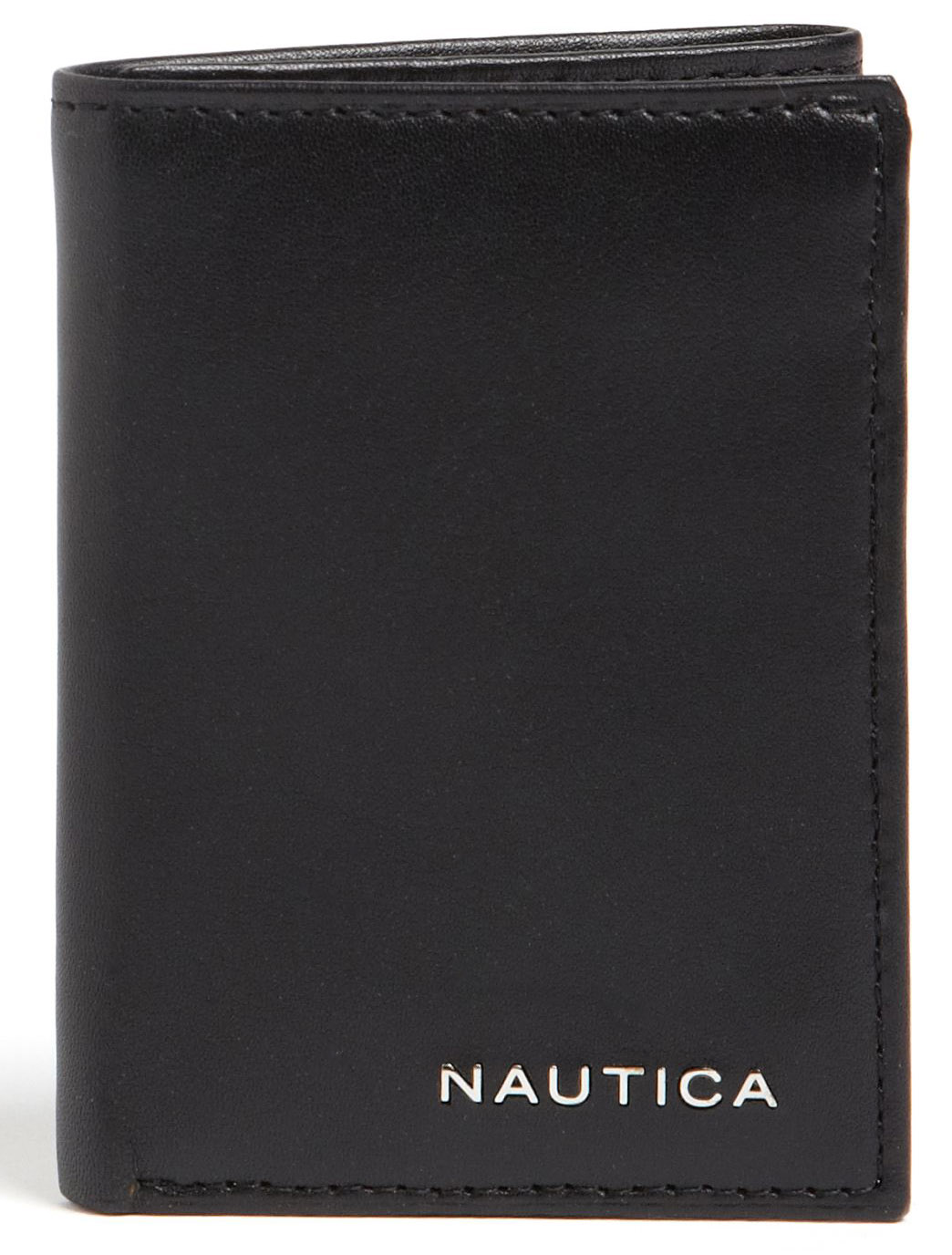 NAUTICA MEN&#39;S LEATHER CREDIT CARD PASSCASE TRIFOLD WALLET - BLACK 6292-02 - NEW | eBay
