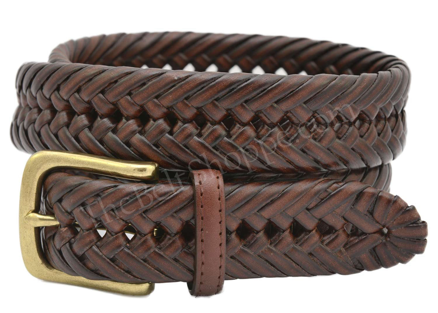 Brown Braided Leather Mens Belt | semashow.com