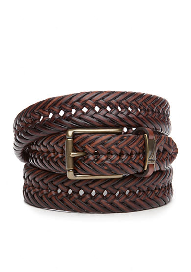 NAUTICA Men's Braided Hand Laced Leather Belt Light Brown Tan - NEW ...